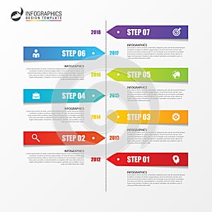 Infographic timeline design template with paper tags