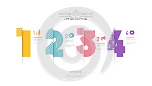 Infographic Timeline diagram template for business. 4 Steps Modern roadmap with circle topics, for vector infographics, flow