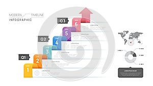 Infographic Timeline diagram template for business. 6 Steps Modern roadmap with circle topics, for vector infographics, flow