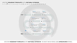 Infographic Timeline With Editable Strokes. Vector Roadmap, Template For Modern Business Presentation, Annual Reports