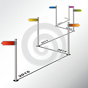 Infographic timeline report with colored guideposts photo