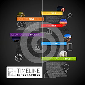 Infographic timeline report template with icons, labels and blur