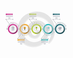 Infographic timeline template with 5 options.