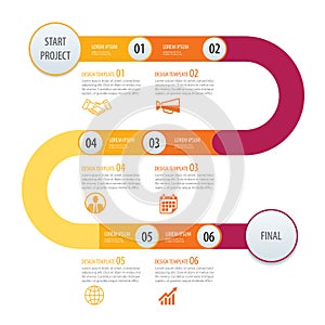 Infographic timeline template business concept arrows. Vector ca