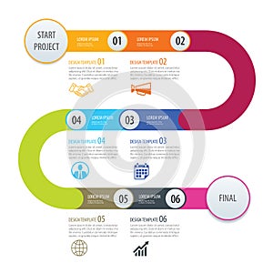 Infographic timeline template business concept arrows. Vector can