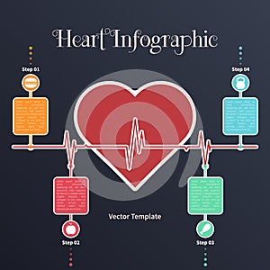 Infographic timeline template with heart