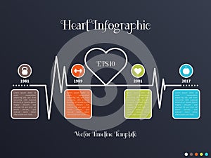 Infographic timeline template with heart