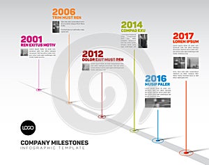 Infographic Timeline Template with pointers and photos photo