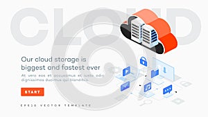 Infographic vector cloud storage illustration.