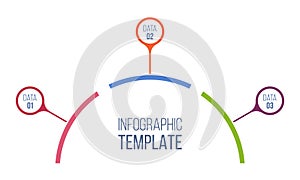 Infographic vector color template. Circular chart with 3 options, steps or parts