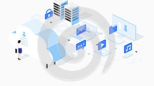 Infographic vector illustration of cloud hosting.