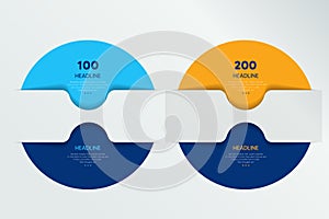 Infographic vector option banner with 2 steps. Color spheres, balls, bubbles. Infographic template