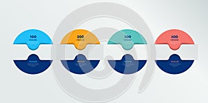 Infographic vector option banner with 4 steps. Color spheres, balls, bubbles. Infographic template