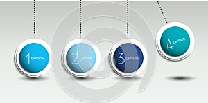 Infographic vector option banner with pendulum. Color spheres, balls, bubbles.