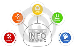 Infographic vector template for business presentation, diagram, workflow concept with 5 options