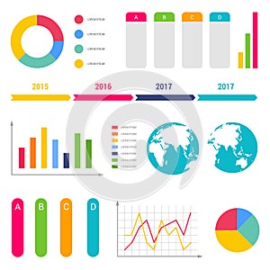 Infographic workflow diagrams timeline steps chart table text box flowchart design elements