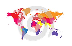 World map Info graphic, colorful borders.