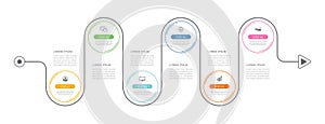 Infographics arrow timeline with 6 data template. Vector illustration abstract background. Can be used for workflow layout,