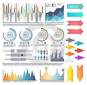 Infographics with Arrowheads, Charts Information