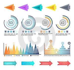 Infographics and Arrowheads Pointing Charts Set