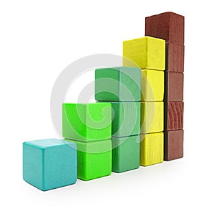 Infographics Blocks Chart, Infograph Bar of Color Toy Cubes