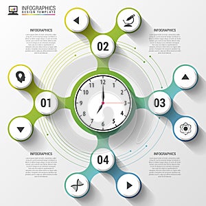 Infographics. Business Clock. Modern design template. Vector illustration