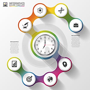 Infographics. Business Clock. Modern design template. Vector illustration