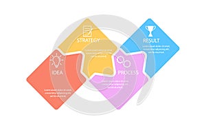 Infographics of the business process. 4 steps of the business concept, stages of development, improvement, training. Modern style