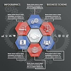 Infographics Business Scheme with Icons Abstract Background Vector Illustration