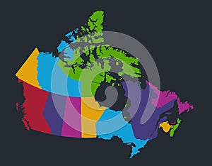 Infographics Canada map, flat design colors, blue background blank