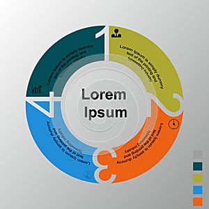 Infographics circle with cut figures in four steps