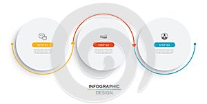 Infographics circle timeline with 3 number data template. Vector illustration abstract background