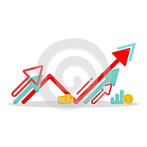 Infographics with coins icon. Financial news. World economyc vector illustration design