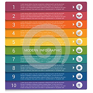 Infographics from color strips. Modern infographics 10 options for banner, business processes, workflow, diagram, flowcharts