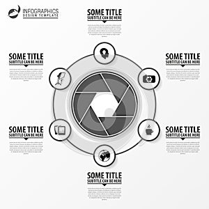 Infographics. Concept for photographers. 6 options. Vector