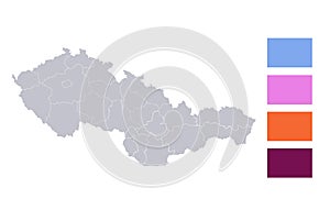 Infographics of Czechoslovakia map, individual regions blank photo