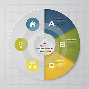 Infographics design half cicle and pie chart. Business concept with 3 options. photo