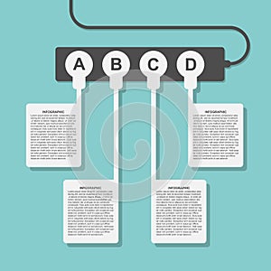 Infographics design style power outlet with plugs. photo