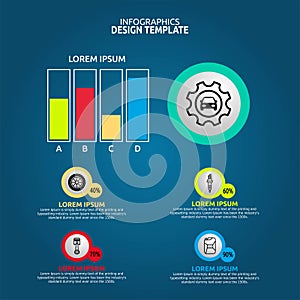 Infographics Design Template Vector lllustration with Automotive Background and Themes