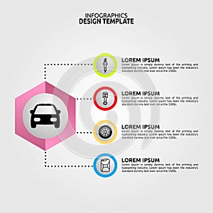 Infographics Design Template Vector lllustration with Automotive Background and Themes