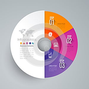 Infographics design vector and business icons with 3 options.