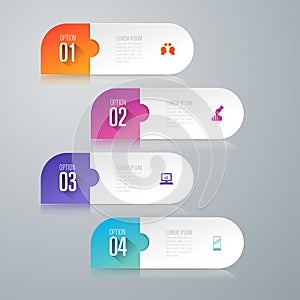 Infographics design vector and business icons with 4 options.