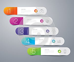 Infographics design vector and business icons with 5 options.