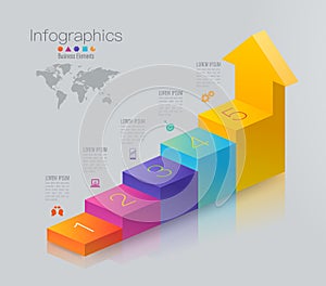 Infographics design vector and business icons with 5 options.