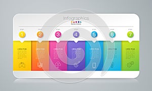 Infographics design vector and business icons with 7 options.