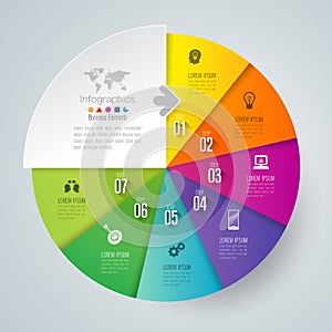 Infographics design vector and business icons with 7 options.