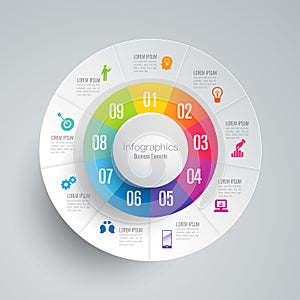 Infographics design vector and business icons with 9 options.