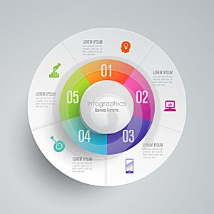 Infographics design vector and business icons with 5 options.