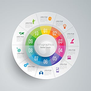 Infographics design vector and business icons with 10 options.