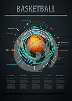 Infographics element with sports basketball